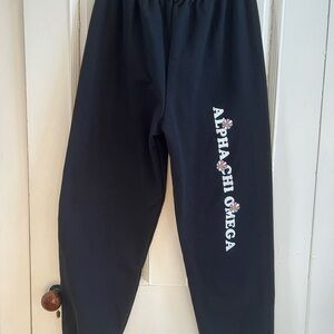Black with Flower Detail Alpha Chi Omega Sweatpants
